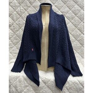 Ralph Lauren Girl’s Size: XL 16  navy blue knit high low cardigan wrap sweater